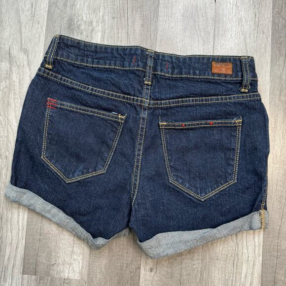 BDG Urban Outfitters Shortie Denim Jean Shorts Cuffed Dark Wash Size 27 - Picture 1 of 5